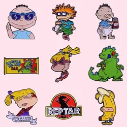Angelica Pickles Chuckie Lapel Cartoon Pins Backpack Jeans Enamel Brooches Women Fashion Jewelry Gifts Dinosaur Metal Badges