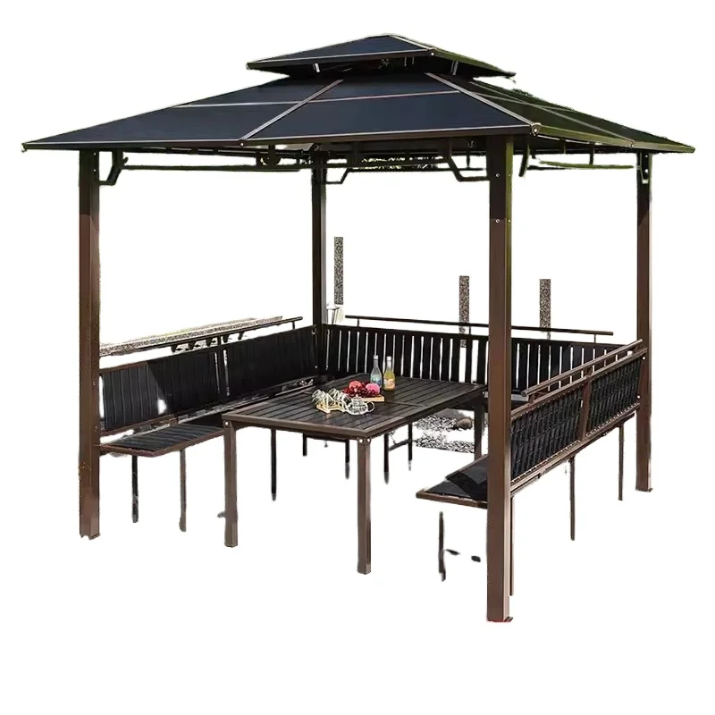 Outdoor pavilion courtyard aluminum alloy grape rack preservative wood garden pavilion outdoor open-air balcony climbing vine