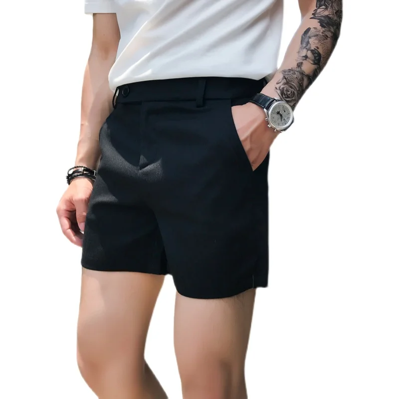 Verão sólido lado split shorts roupas masculinas 2022 simples todos os jogo fino ajuste dos homens shorts preto cinza calças de alta qualidade