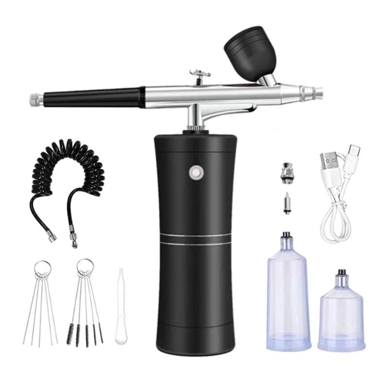 Airbrush Kit Cordless Mini Airbrush With Compressor Set With 0.3Mm Nozzle Portable Spray Facial Makeup Oxygen Machine