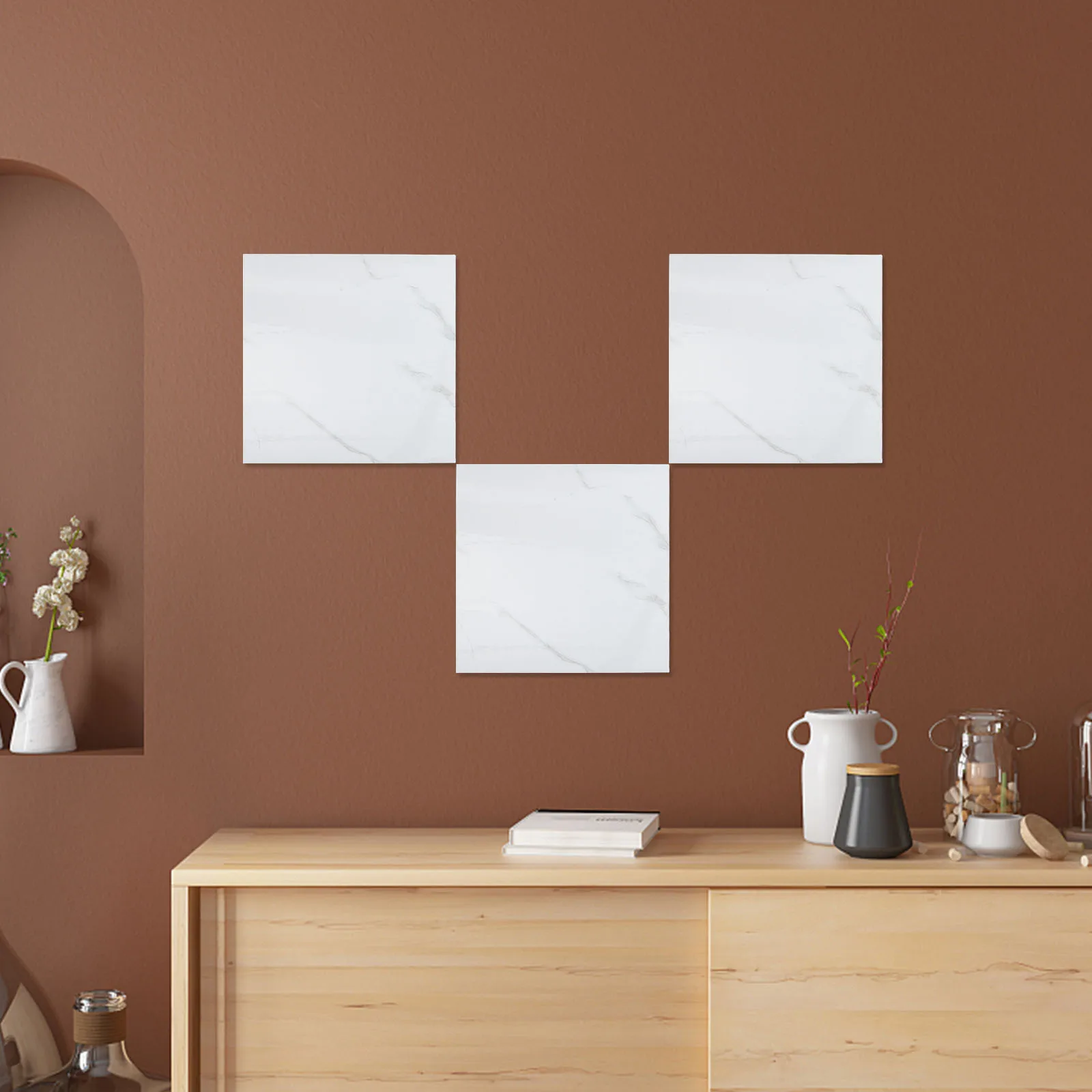 

20pcs Waterproof Wall Tiles Self Adhesive Marble Finish Kitchen Backsplash Stickers Oil Resistant For Bathroom Shower Floor