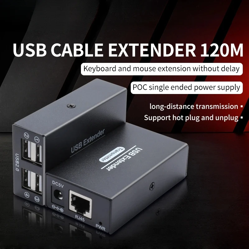 

Удлинитель USB 2.0 на 120 м через Ethernet RJ45 Cat6, кабель UTP, 4 порта USB 2.0, разветвитель для клавиатуры, мыши, принтера, USB-накопителя
