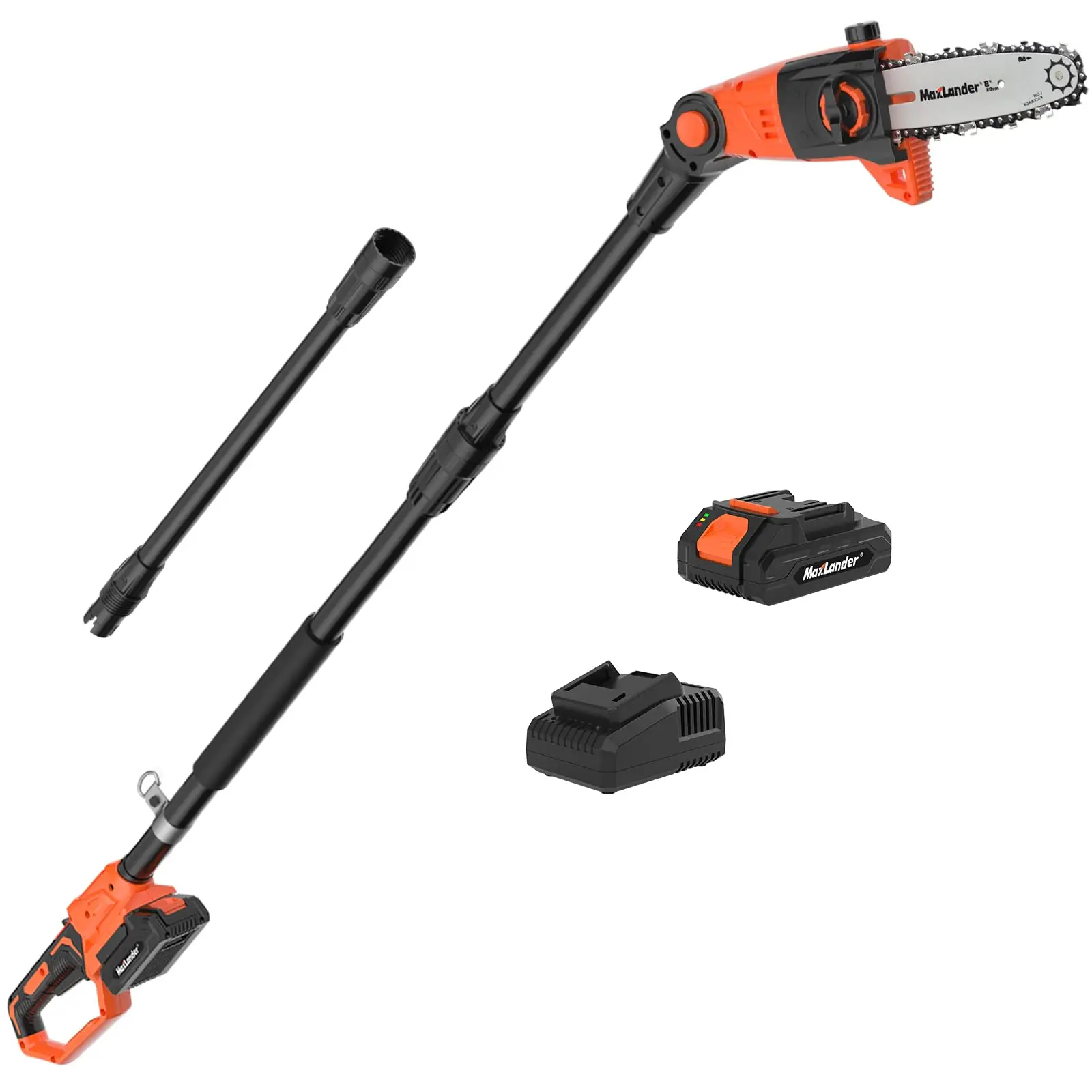 Pole Saw 8-Inch Cordless Pole Saws for Tree Trimming, 15-Feet MAX Reach Electric Saw, 16ft/s Cutting Speed Auto Oiling