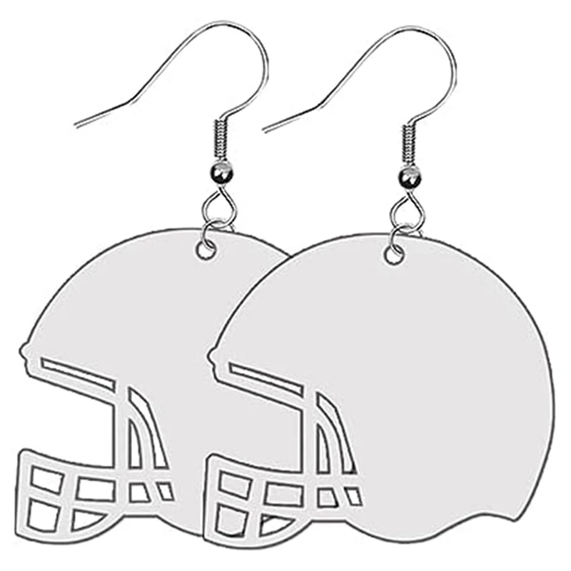 48 PCS Sublimation Football Earrings Bulk MDF For Sublimation Football Earrings Double-Sided With Earring Hooks (Helmet)