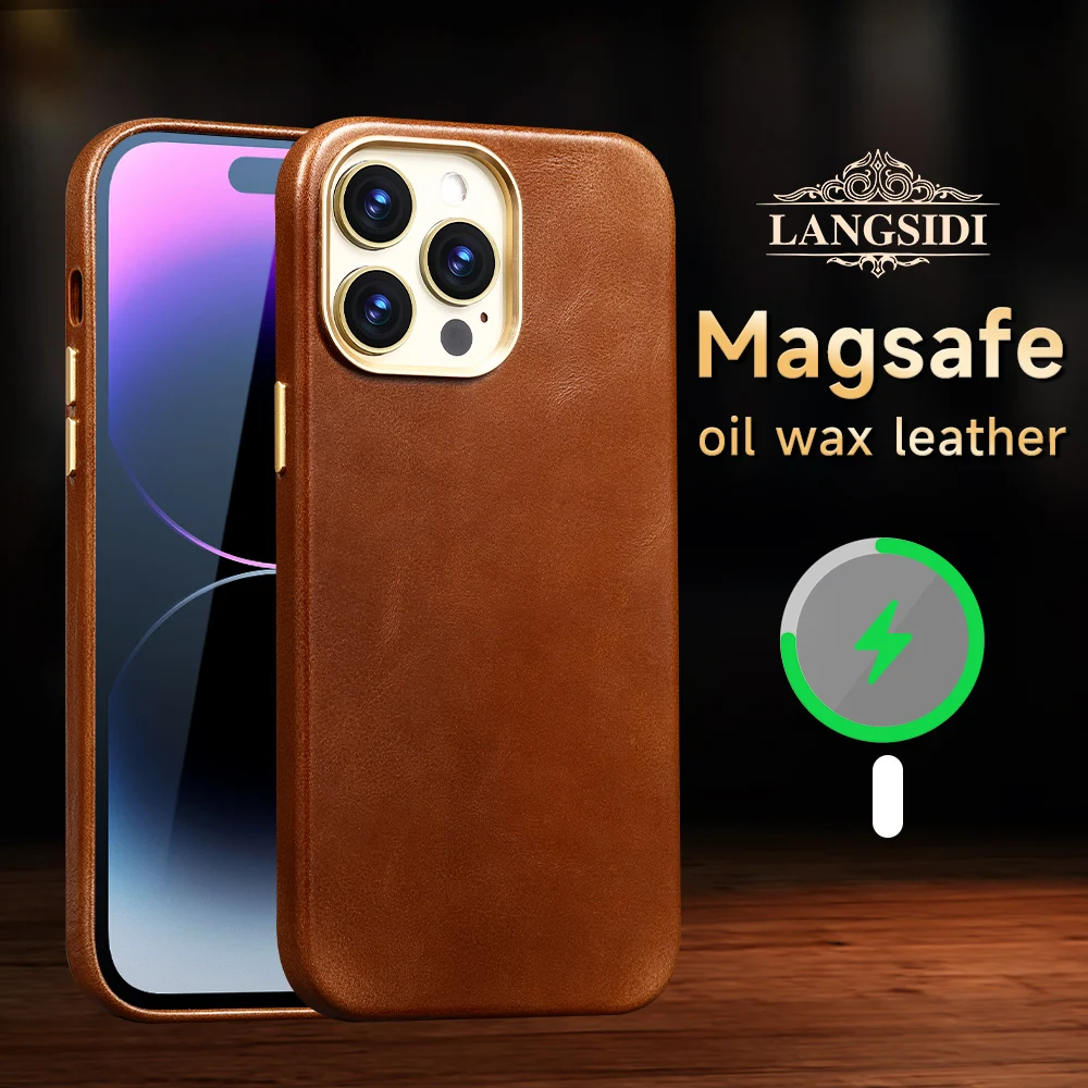 

Оригинальный кожаный чехол Magsafe для iPhone 14 13 Pro Max 14 Plus 14Pro, роскошный Магнитный чехол-накладка в стиле ретро с беспроводной зарядкой