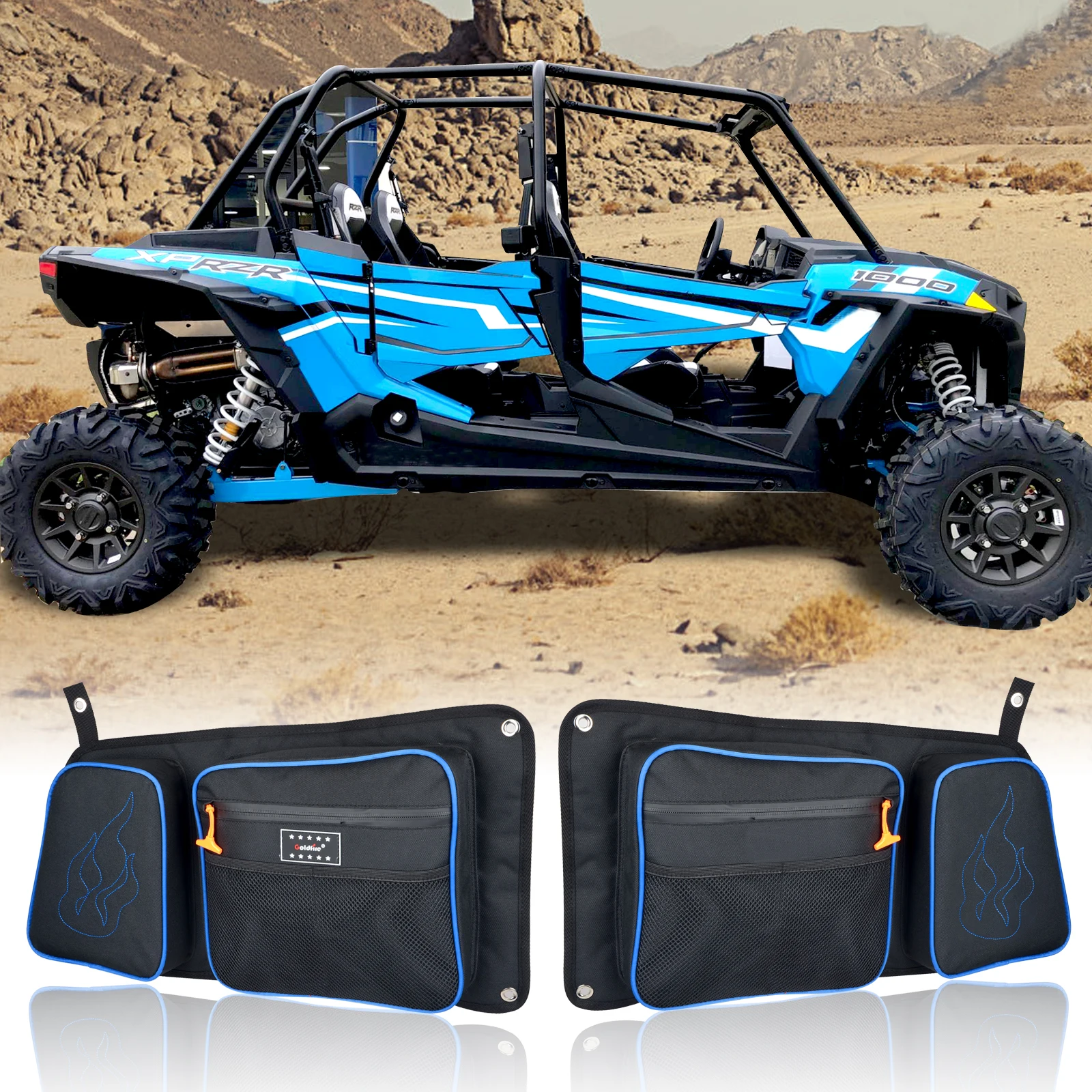 

UTV Parts Rear Door Bags Side Storage Bag Set with Knee Pad Organizer For 2014-2019 Polaris RZR 4 900 XP4 1000 4 Door Turbo