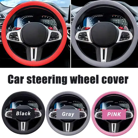 Protector de silicona para volante de coche, Universal, duradero, antideslizante, resistente al calor y al frío para volante de 12,6-15,7 pulgadas, todas las estaciones