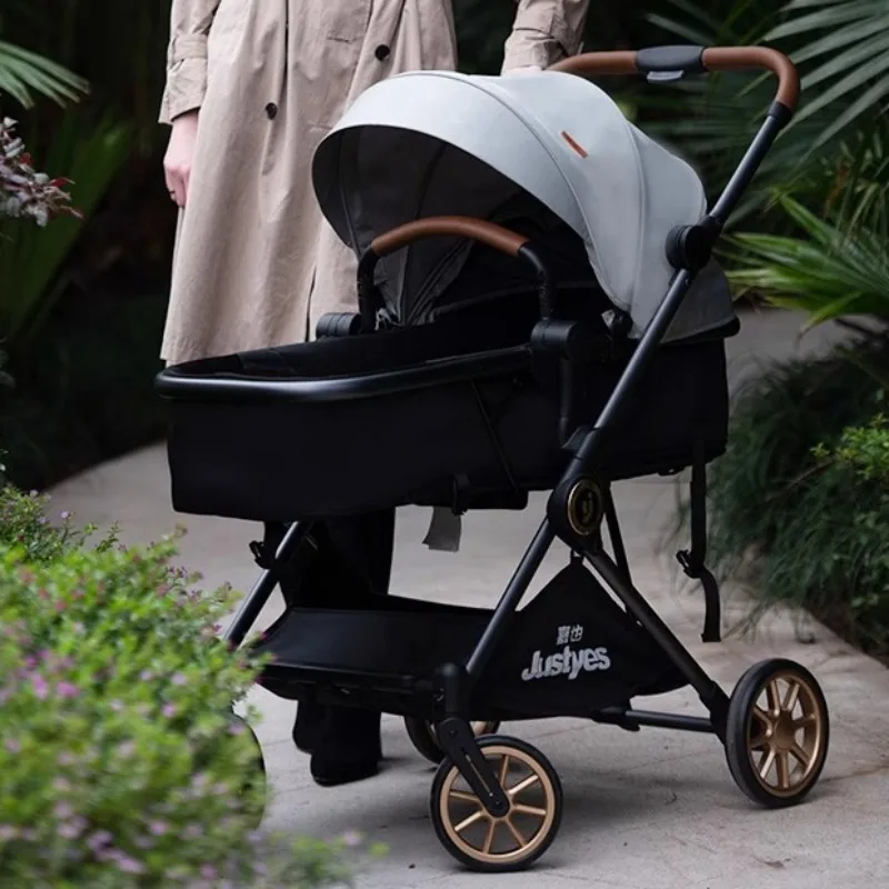

Luxury High-view Baby Stroller Two-way Foldable Baby Stroller Portable Outdoor Four-wheel Shock-absorbing Baby Stroller