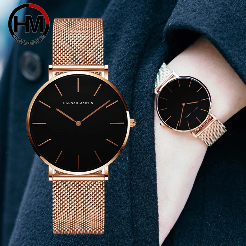 Hannah Martin Luxury Fashion Watch Women Bracelet Watches Top Brand Ladies Casual Quartz Watch Steel Ultra Thin Women Wristwatch