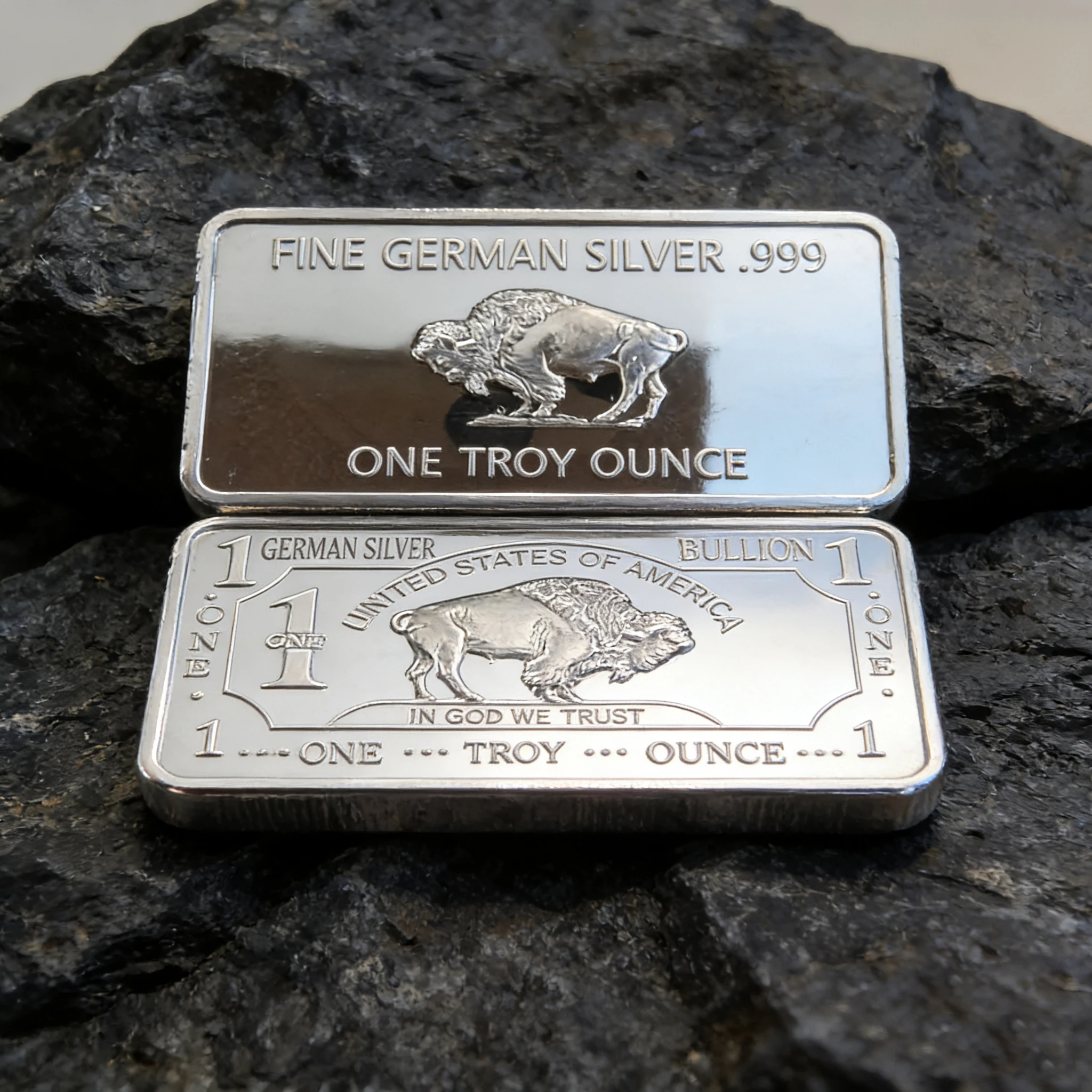 Réplica de lingote de plata alemana fina de 1 onza Troy, lingote coleccionable de búfalo para aficionados a la colección de monedas