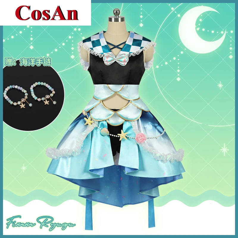 CosAn Anime Vtuber Finana Ryugu Cosplay Costume Lovely Sweet Uniform Dress Activity Party Role Play Clothing Custom-Make