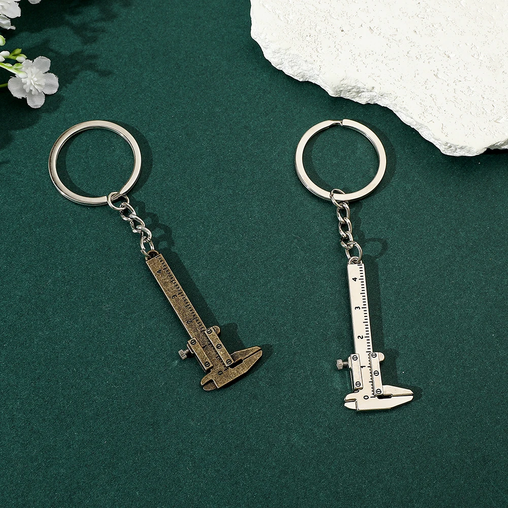 New Fashion Stationery Keychain Vernier Caliper Pendant Keychain for Boyfriend Gift Zinc Alloy Backpack Pendant Accessories