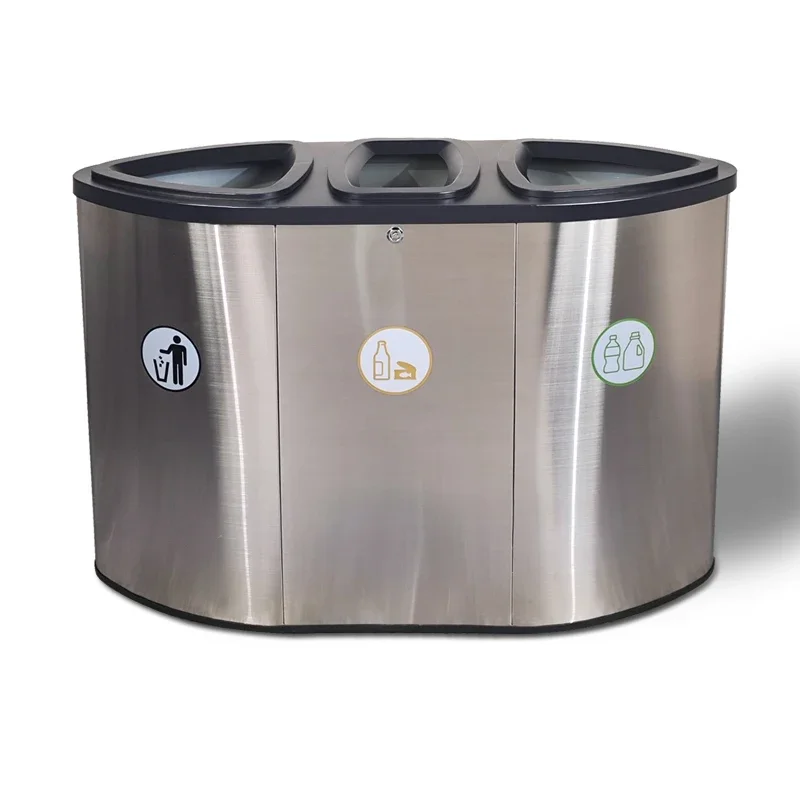 Custom 168L Indoor Metal Garbage Bin Standing Structure Airport or Hospital Use Factory Made Storage Bucket