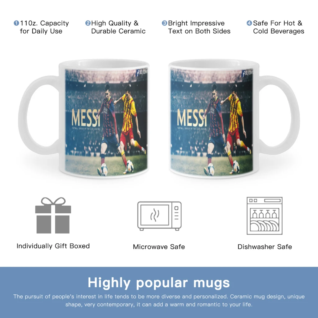 M-Messi Football Star tazze in ceramica tazze da caffè tazza da tè al latte ins tazza da colazione con farina d\'avena bicchieri da cucina