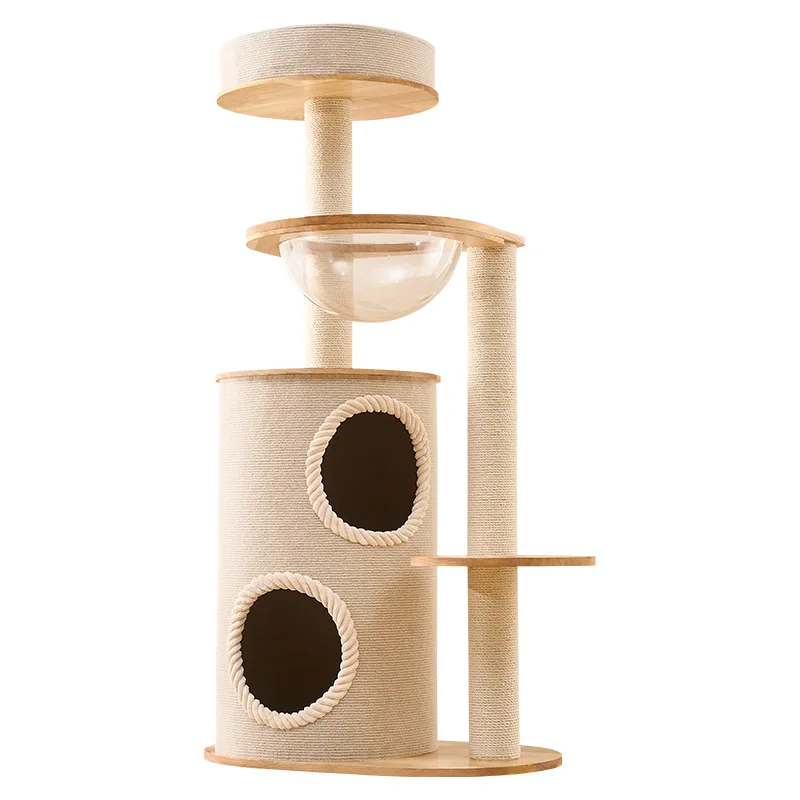 Solid Wood Cat Climbing Frame, Cat Climbing Frame for Large Cats, Cat Nest Integrated Full Solid Wood  Rack, Scratching Post