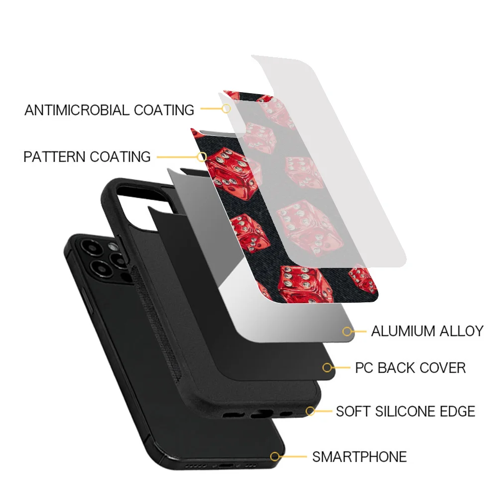 Red Dice Phone Case For IPhone 16 16pro 16plus 16promax Pro Plus Max Mirror Acrylic PC TPU Cover