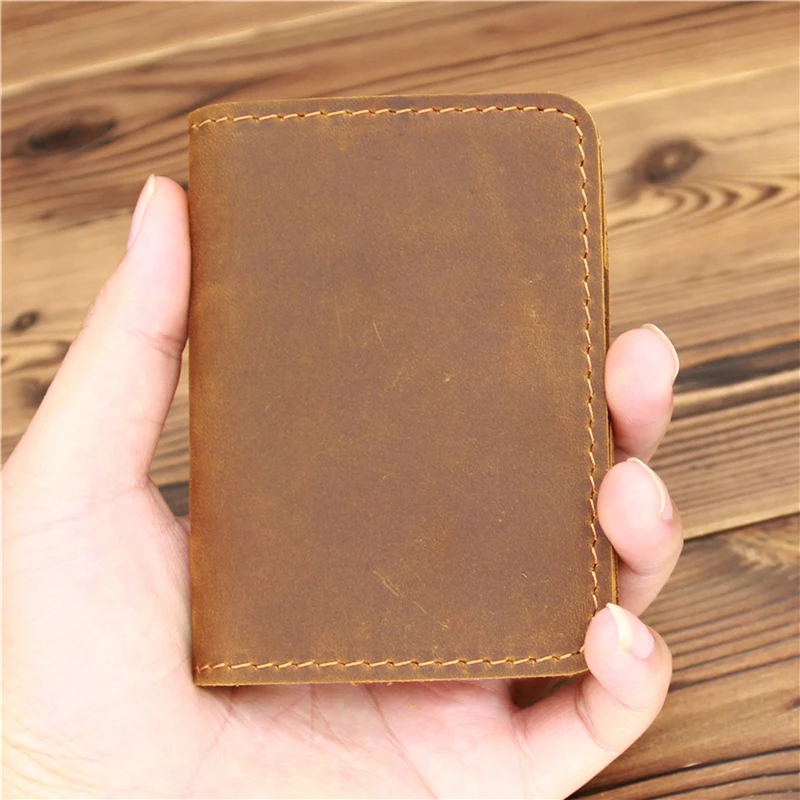 Carteira titular do cartão dos homens couro minimalista pequena bolsa fina Slim Mini cartão de crédito Bank ID Card Holder Wallet