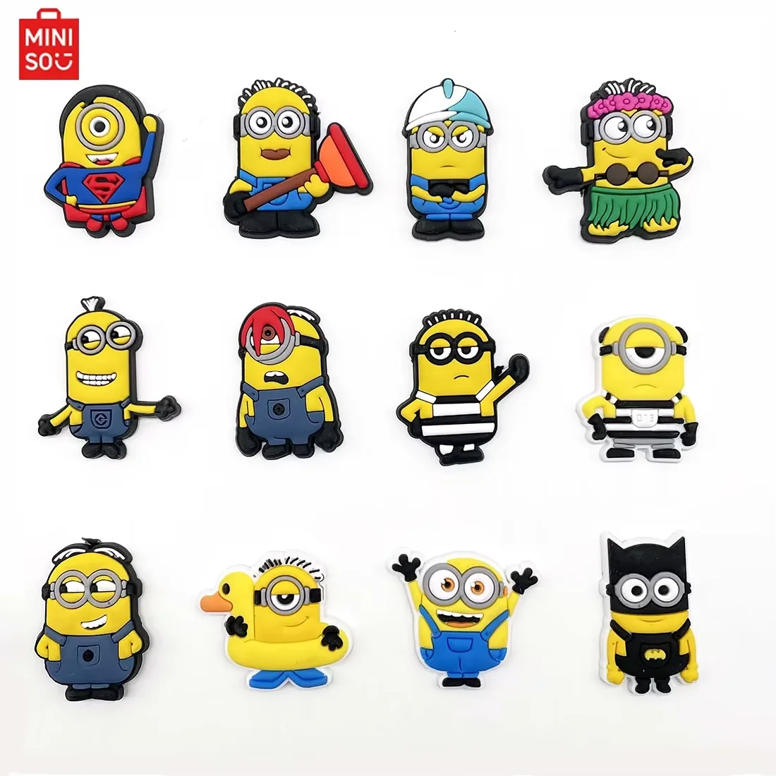 MINISO 12pcs Cute Cartoon Shoe Charms for Clogs Bubble Slides Sandals PVC Shoe Decorations Accessories for Christmas Gift