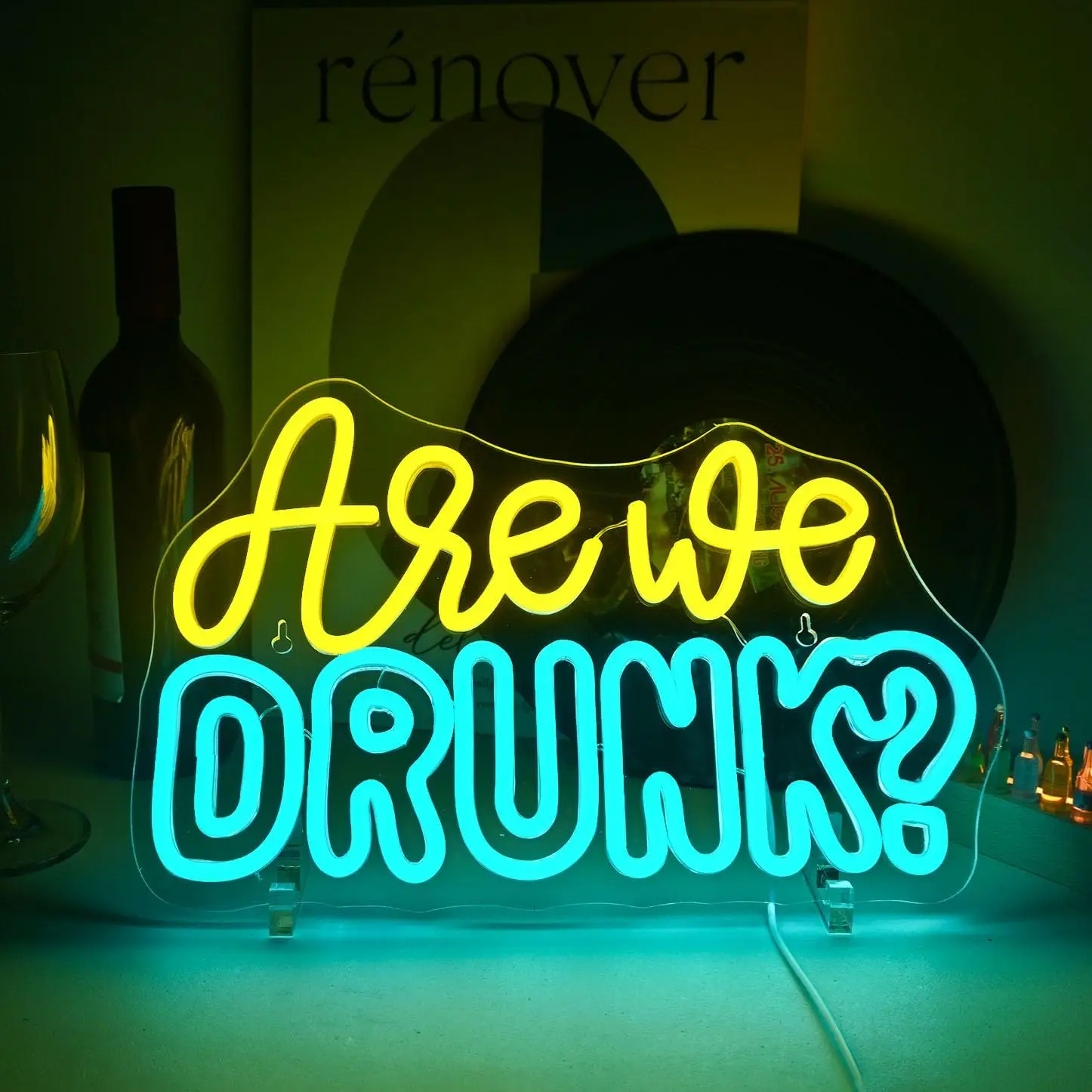 

Are We Drunk Neon Sign Beer Neon Light Up Signs Wall Art Decor for Man Cave Bar Pub Store Party Club Bistro Beverage