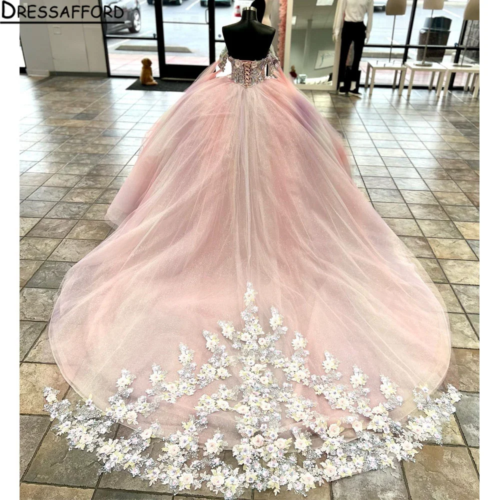 Robes De Quinceanera rose robe De bal princesse douce robes De fête d'anniversaire Cape robes De 15 Quinceañera