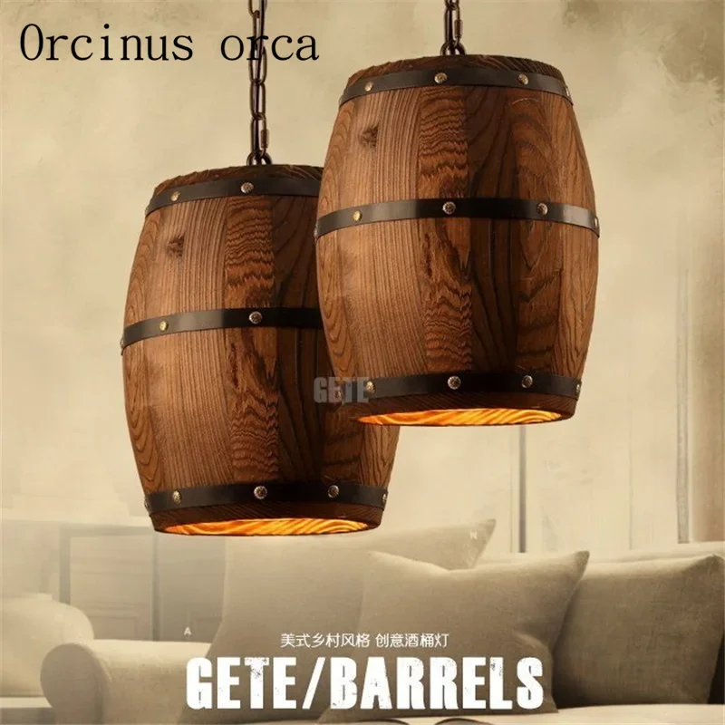 

American country Vintage chandelier barrel industrial wind Bar Cafe creative personality wood Chandelier Postage free