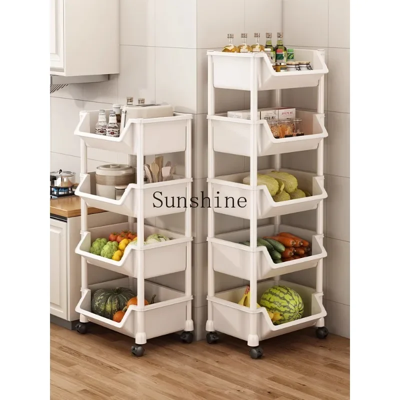 

Floor-to-ceiling multi-layer storage rack vegetable trolley multi-functional fruit and vegetable basket rack