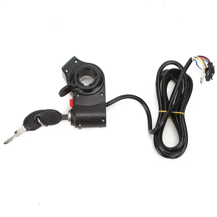 Electric Bicycle Thumb Throttle with On/Off Switch Key Lock LCD Display E-bike Scooter Handlebar Accelerator