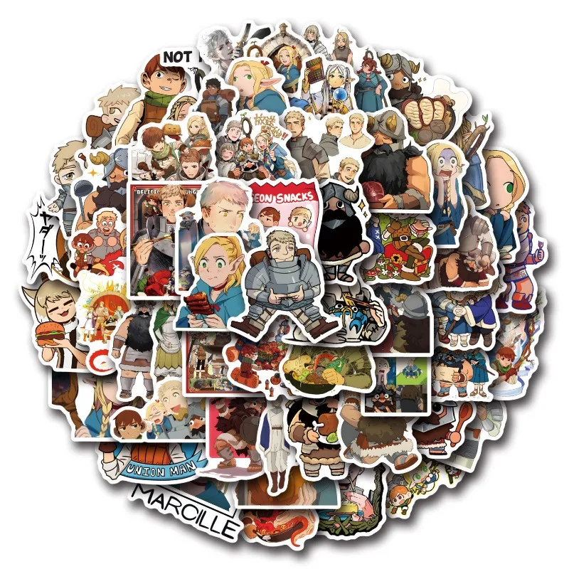 55pcs Delicious in Dungeon Graffiti Stickers Water Cup Luggage Laptop Mobile Computer Skateboard Decorative Stickers