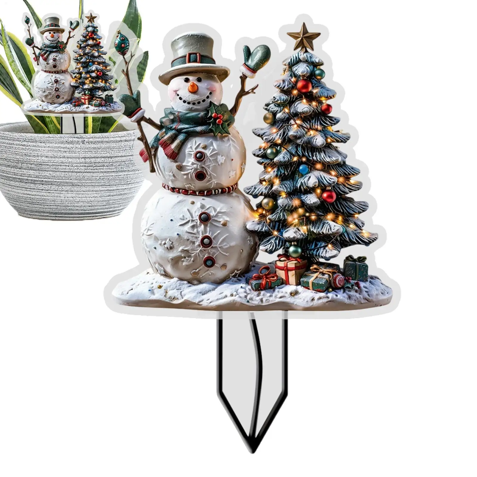 

2D Flat Christmas Yard Stakes Waterproof Christmas Decorations Snowman Ground Stakes Yard Signs For Celebration Winter Holiday