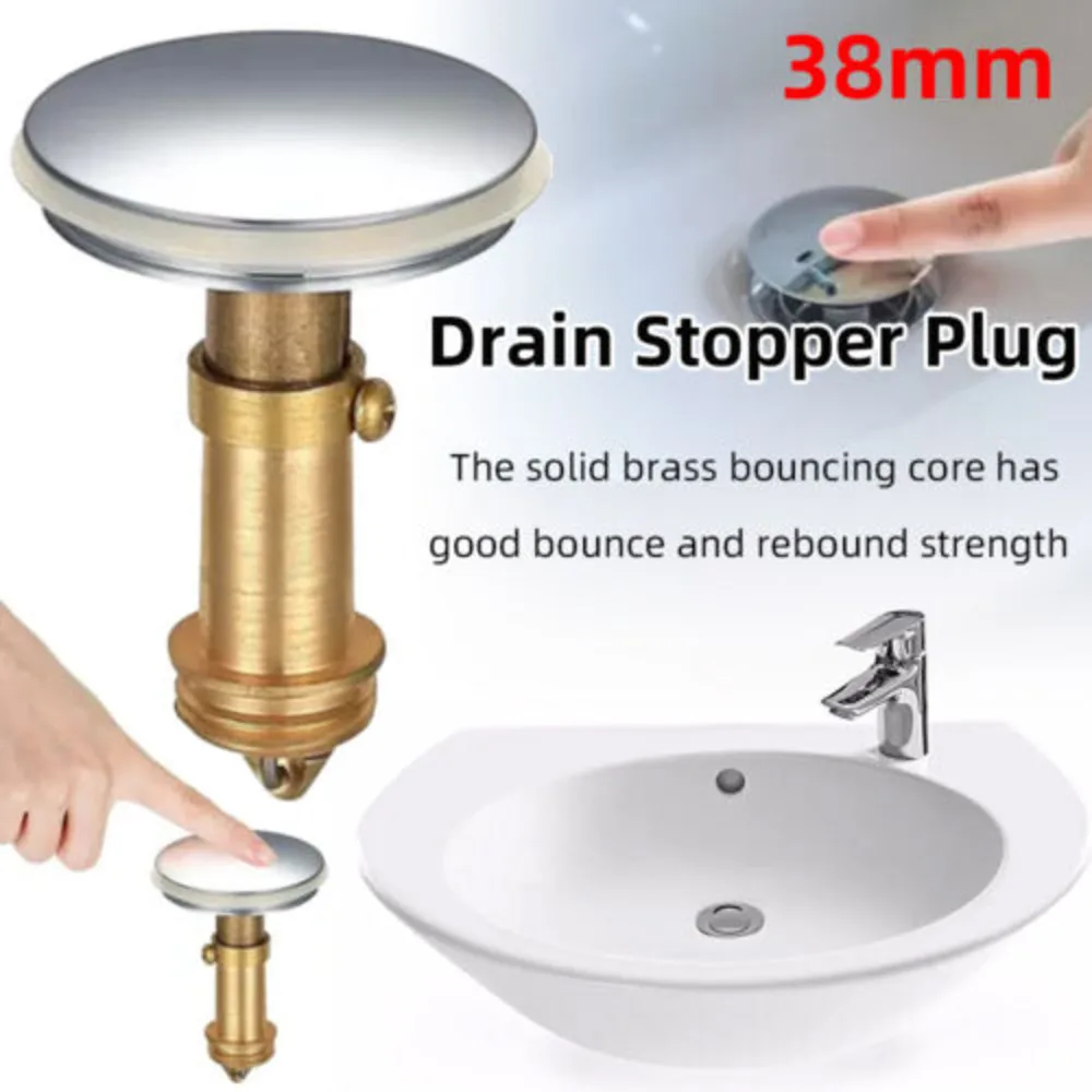 Pop Up Sink Bathroom Push Drain Stopper Plugs, 38Mm Click Clack Plug UK