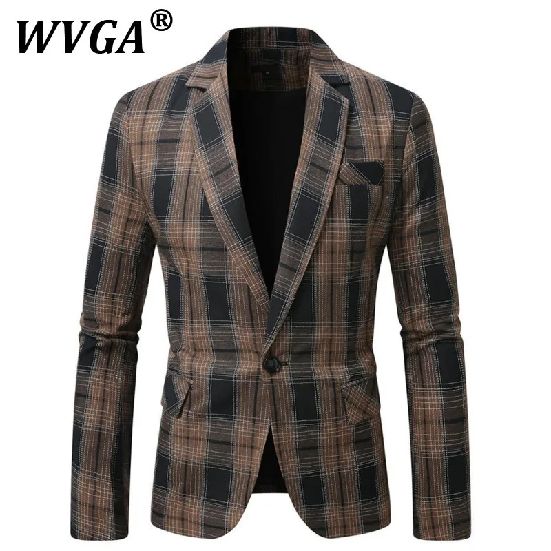 

WVGA Spring Autumn New Man Tide High Street Plaid Single Button Design Trendy Suit-Coats Niche Chic Casual Blazer Ins Y2K W10024