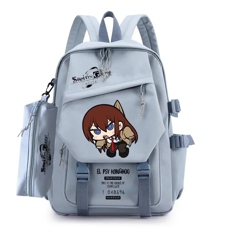 30×43×14cm Blue, Steins;Gate, Anime, Kids Teens School Bags Large Capacity Mochila Gift, Backpacks, Girls Boys