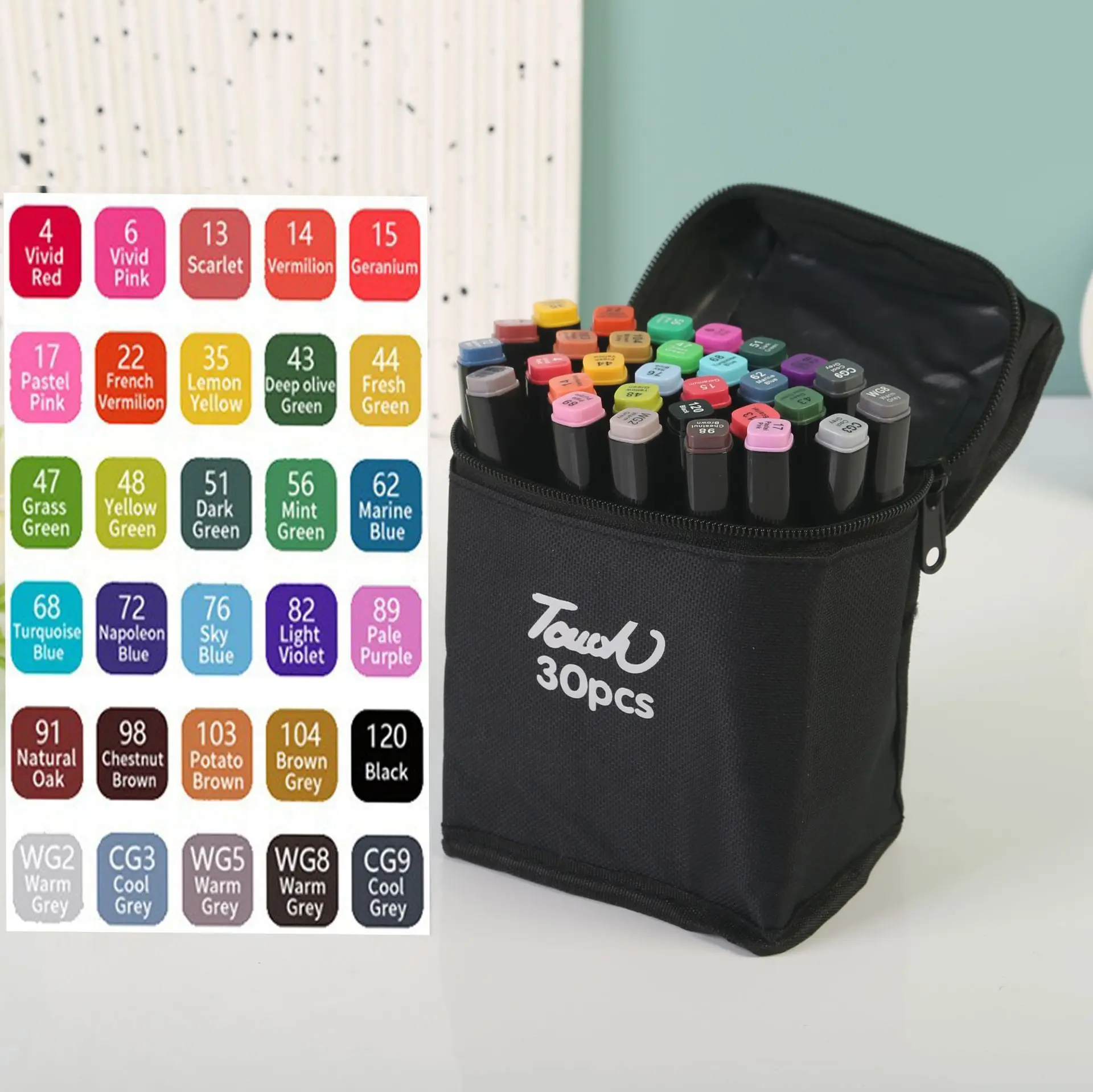 24/30/36/80 لونًا علامات رسم احترافية طرف مزدوج علامات رسم فنية دائمة لمستلزمات المدرسة التوضيحية