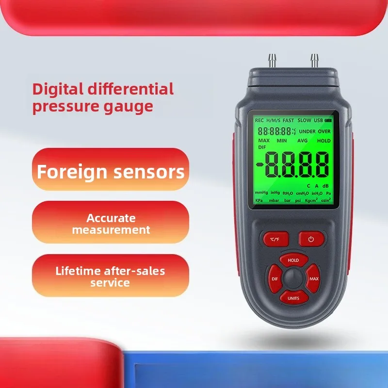 Precyzyjny, ręczny, cyfrowy manometr różnicowy w kształcie litery U, mikrodetektor siły i ciśnienia hydraulicznego.