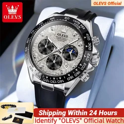 OLEVS 2875 Luxury Men Quartz Watch Multifunction Chronograph Moon Phase Date Diamond Dial Waterproof Quartz Watch For Men Trend