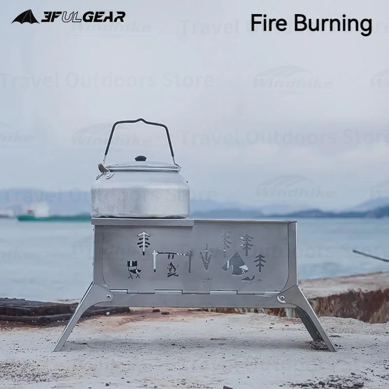 3F UL GEAR Portable Stove Camping Equipment Ultralight Folding Wood Stove Picnic Barbecue Cookware Tourism Grill Stand Brazier