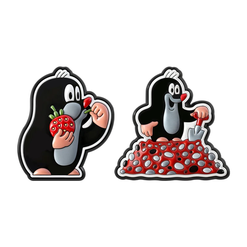 

Puzzle Fairy Tale Animation Brooch Enamel Pins Cute Moles Eat Strawberries Build Walls Brooches Lapel Badge Jewelry Friends Gift