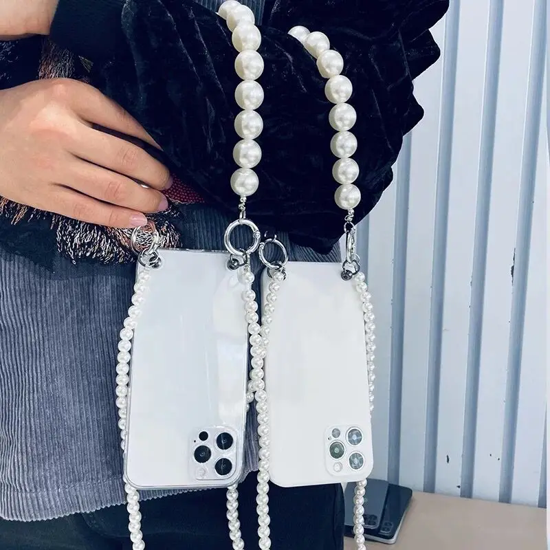 Pearl Chain Crossbody Lanyard Necklace Case for POCO M4 Pro 4G 5G X4 Pro F4 GT Xiaomi Mi 12 X 11T 10T 11 Lite Redmi Note 11 10