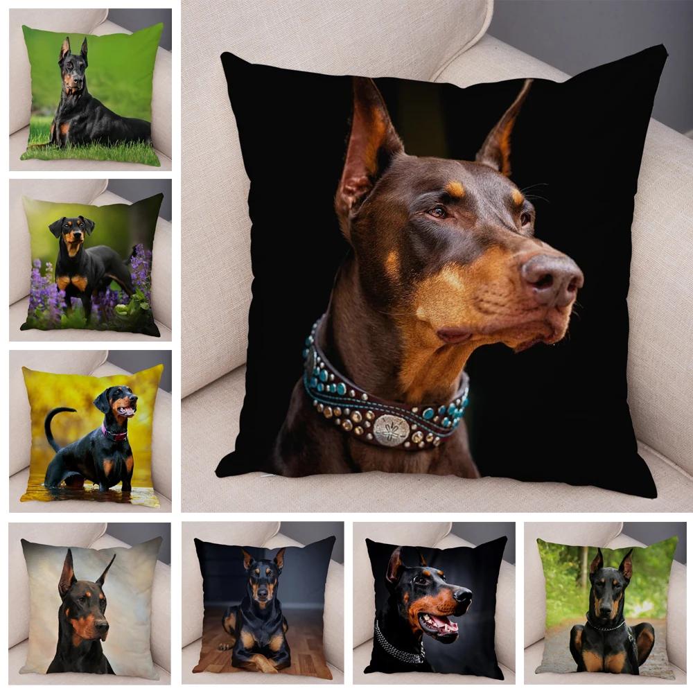 Doberman Pinscher Cushion Cover Both Sided Print Decor Pet Dog Animal Pillow Case for Car Sofa Home Soft Plush Throw Pillowcase