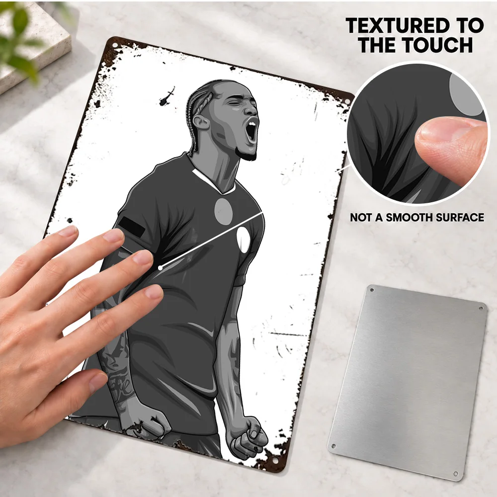 João Pedro Printed Poster Personalized Aluminum Metal Sign Monochrome Vector Illustration Wall Art For Man Cave Soccer Fan Gift