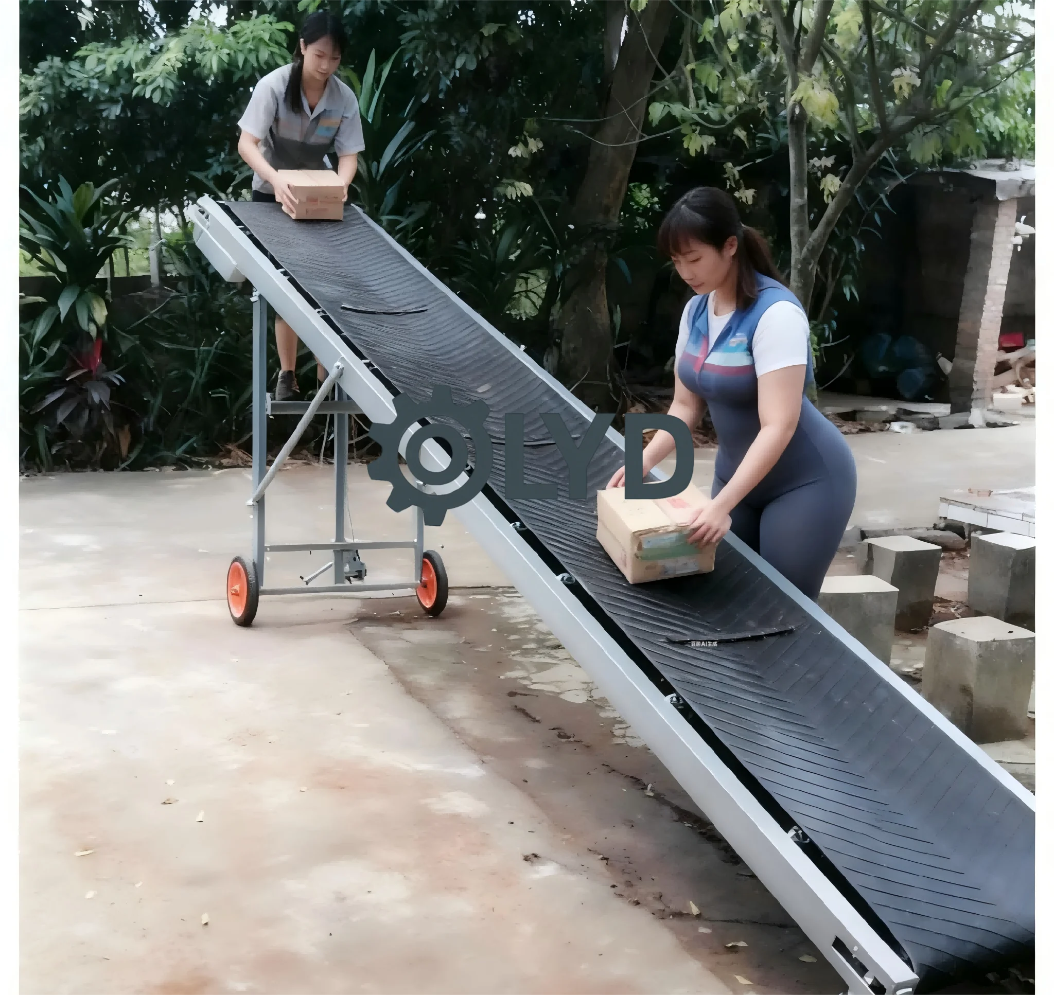 Small multi-purpose loading and unloading climbing folding anti-skid conveyor