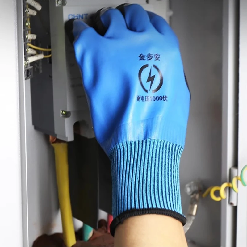 One Pair of 1000V Tolerant High Elastic Blue Safety Gloves for Electricians image 6