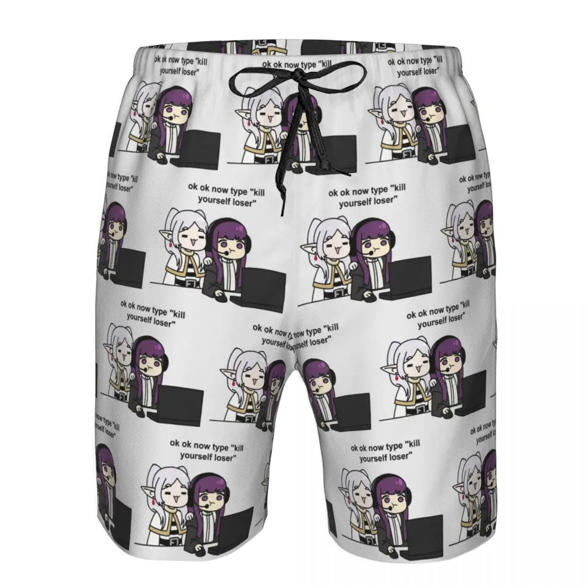 Gamer Fern And Frieren Classic Trunks Beach Board Shorts Casual Quick Dry Swimming Summer Men Pants