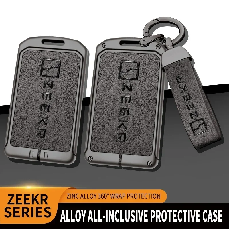 2023 2022 New Zinc Alloy+Leather TPU Car Smart  Card Slice Remote Key Bag Protective Shell Buckle For ZEEKR 001 009 Accessories