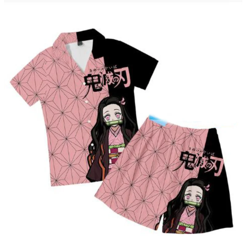 

2Pcs Demon Slayer Kamado Nezuko Periphery Cute Pajamas Spring and Summer Couples Can Wear Outside Home Wear Set Birthday Gifts