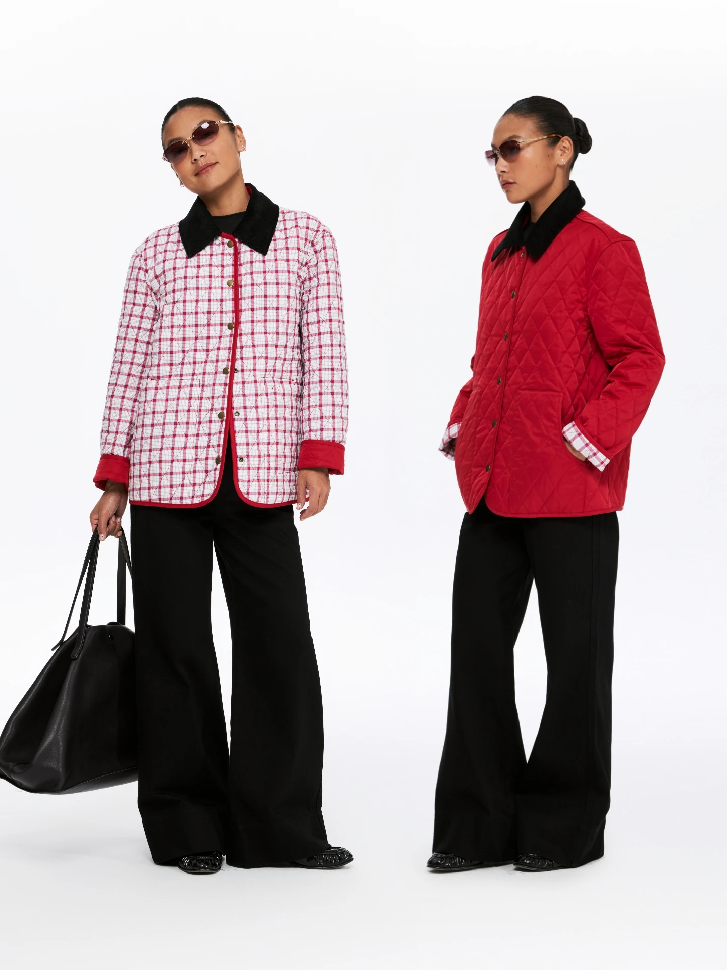 

Red Double-Sided Cotton Jaet Diamond id Oneup Ladies Coat American Sle Turn-down Collar Autumn Winter Cotton Clothes