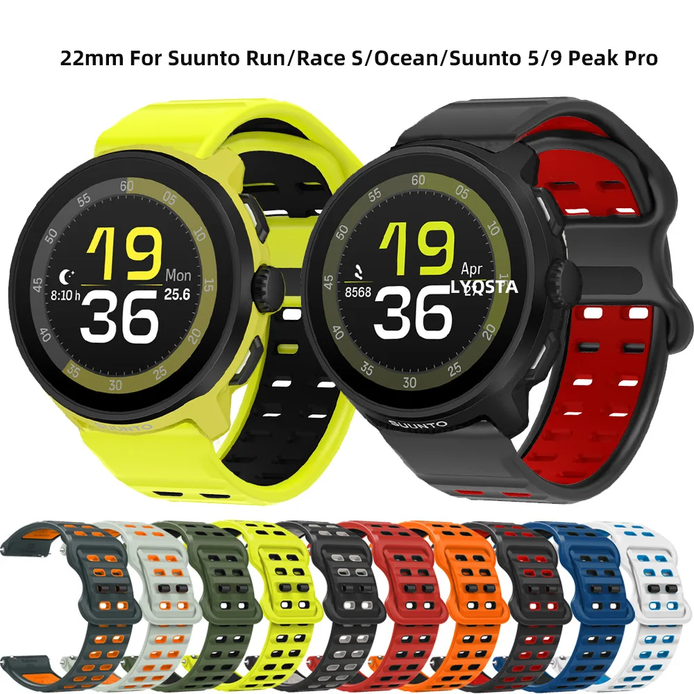 22MM Silicone Watchband For Suunto Run/RACE S/Vertical/Ocean Straps For Suunto 9 Peak Pro/5 Peak Replacement Watch Band Bracelet