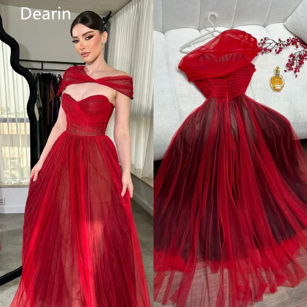 

Saudi Arabia Formal Gown Dearin Sweetheart A-line Floor Length Skirts Draped Tulle Stole Bespoke Occasion Dresses Evening Prom D