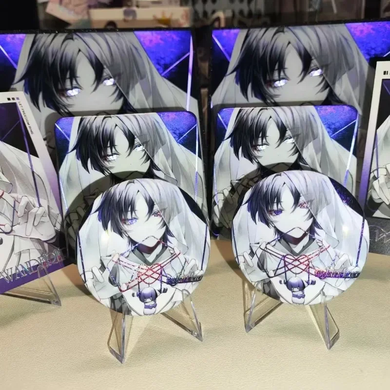 New 2Pcs/Set Game  Wanderer Kabukimono Balladee Scaramouche 58mm anime Reflective badge Brooch Decoration gift