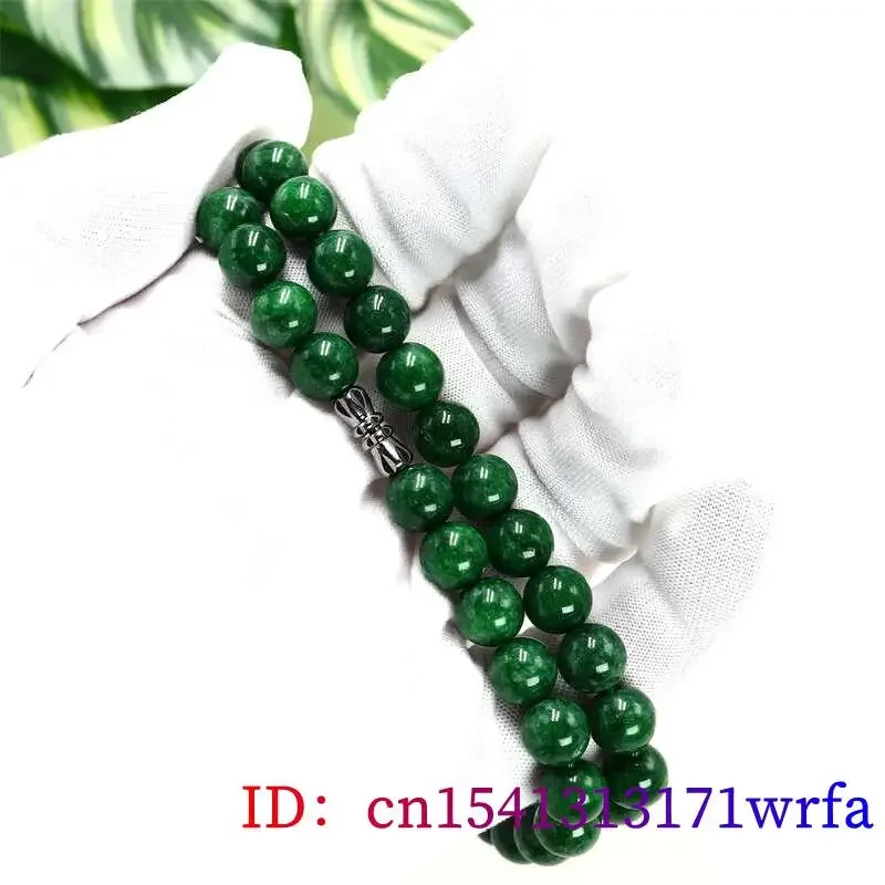 Green Real Jade Beads Necklace Gifts for Women Men Beaded Jadeite Gift Amulet Natural Jewelry Charm Fashion Energy Gemstone